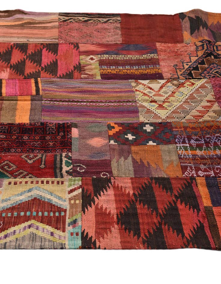 Detail image of  4' 10 x 6' 5  Hand Woven Kilim Patchwork Wool Rug