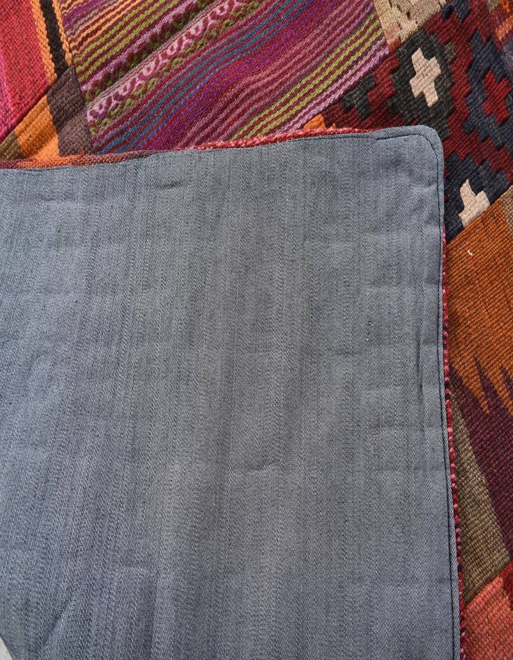 Detail image of  4' 10 x 6' 5  Hand Woven Kilim Patchwork Wool Rug