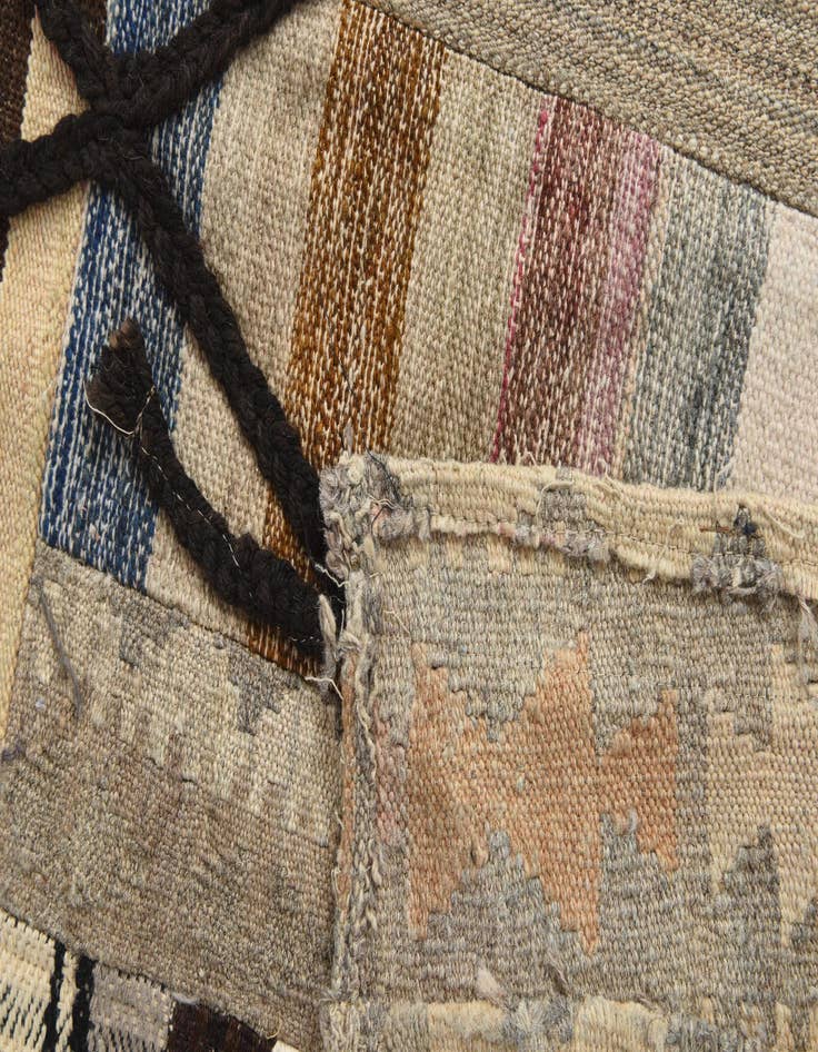 Detail image of  6' 6 x 9' 7  Hand Woven Kilim Patchwork Wool Rug