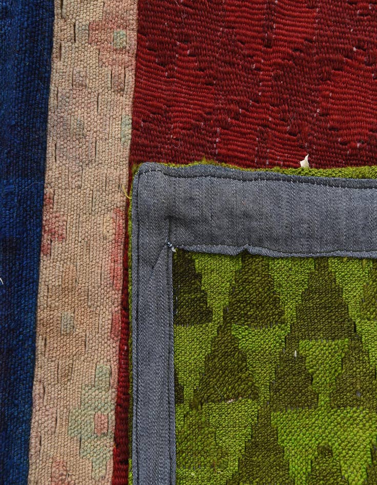 Detail image of  5' 8 x 8'  Hand Woven Kilim Patchwork Wool Rug