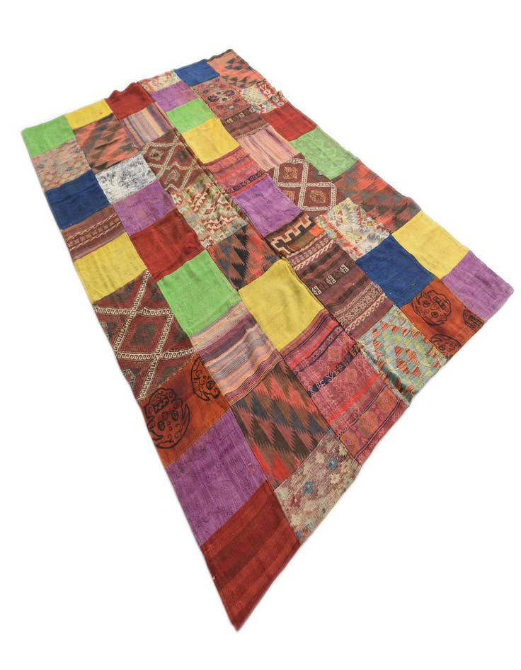 Detail image of  6' 9 x 9' 8  Hand Woven Kilim Patchwork Wool Rug