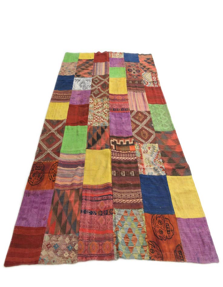 Detail image of  6' 9 x 9' 8  Hand Woven Kilim Patchwork Wool Rug