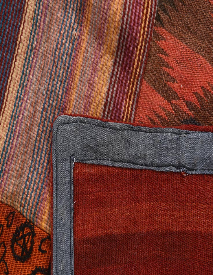 Detail image of  6' 9 x 9' 8  Hand Woven Kilim Patchwork Wool Rug