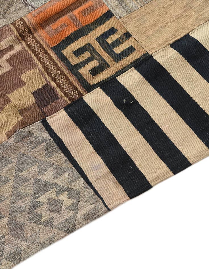 Detail image of  5' 4 x 8'  Hand Woven Kilim Patchwork Wool Rug