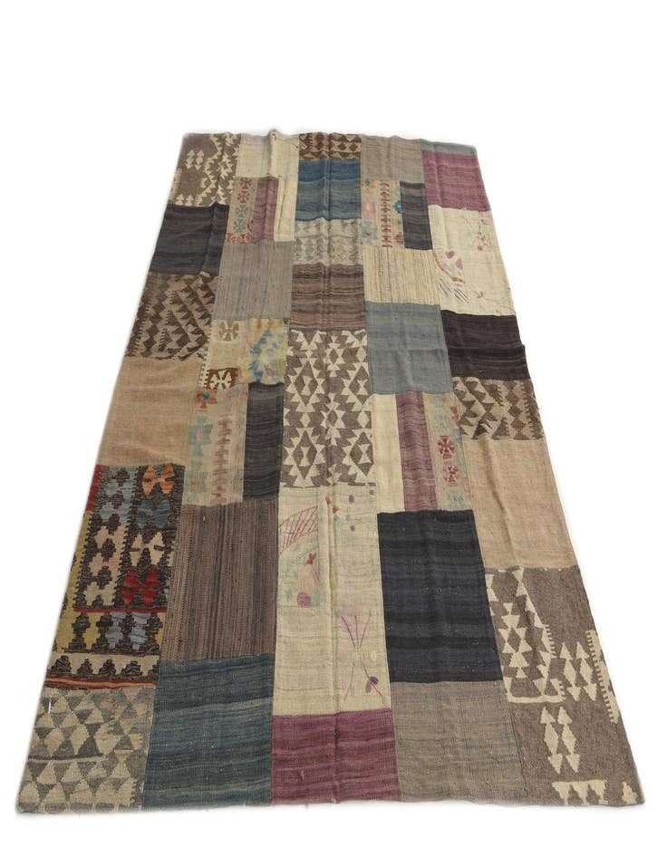 Detail image of  6' x 8'  Hand Woven Kilim Patchwork Wool Rug