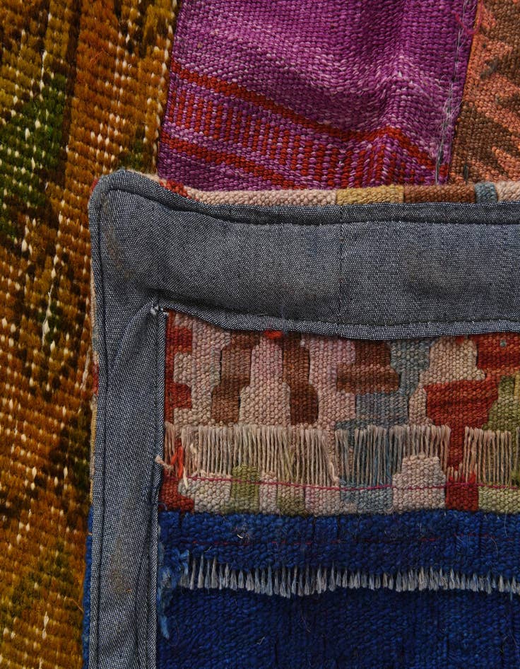 Detail image of  5' 5 x 7' 10  Hand Woven Kilim Patchwork Wool Rug