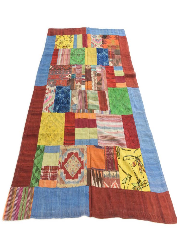 Detail image of  5' 7 x 8' 3  Hand Woven Kilim Patchwork Wool Rug