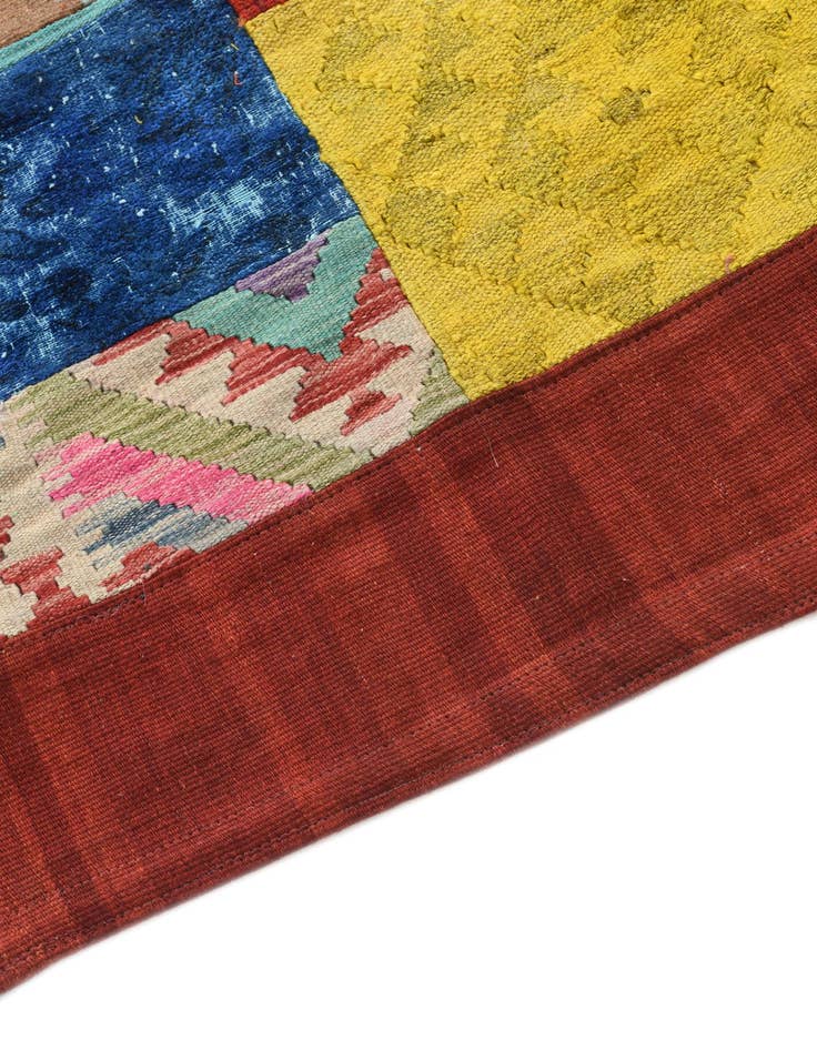 Detail image of  5' 7 x 8' 3  Hand Woven Kilim Patchwork Wool Rug
