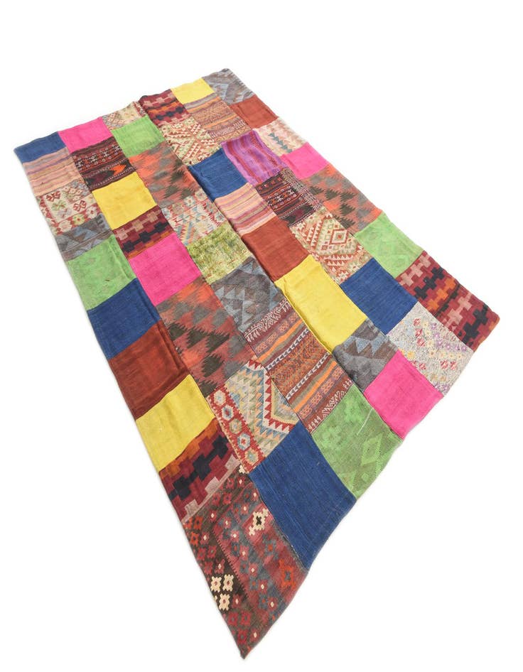 Detail image of  6' 8 x 9' 10  Hand Woven Kilim Patchwork Wool Rug