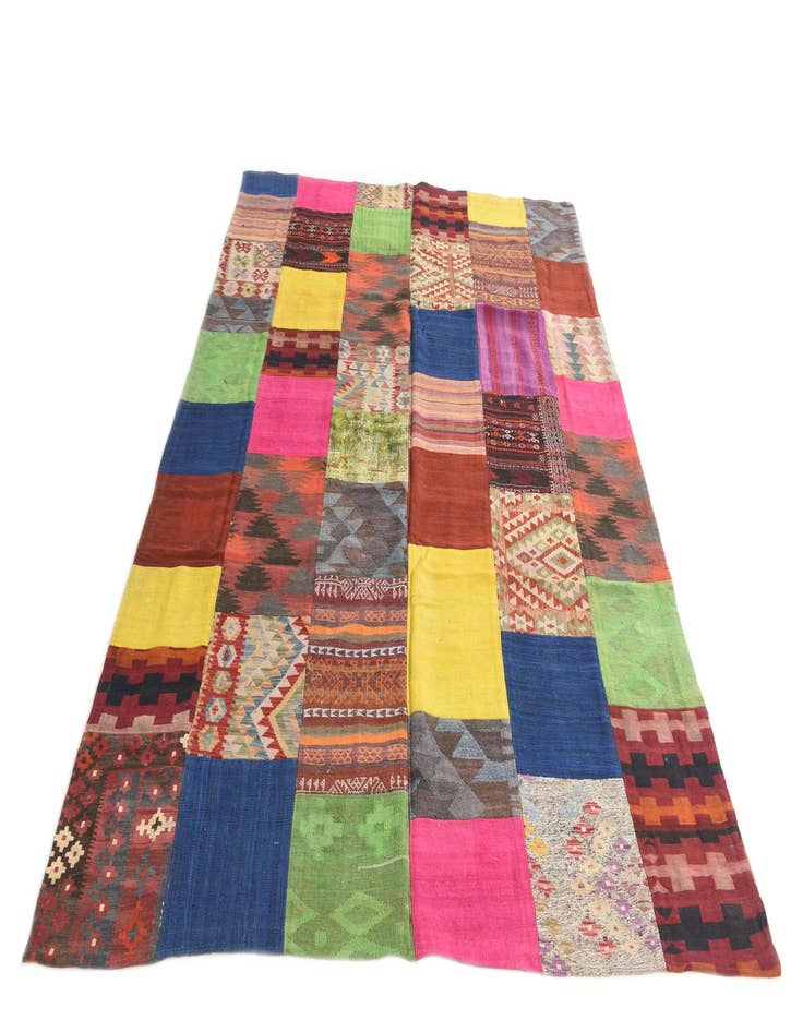 Detail image of  6' 8 x 9' 10  Hand Woven Kilim Patchwork Wool Rug