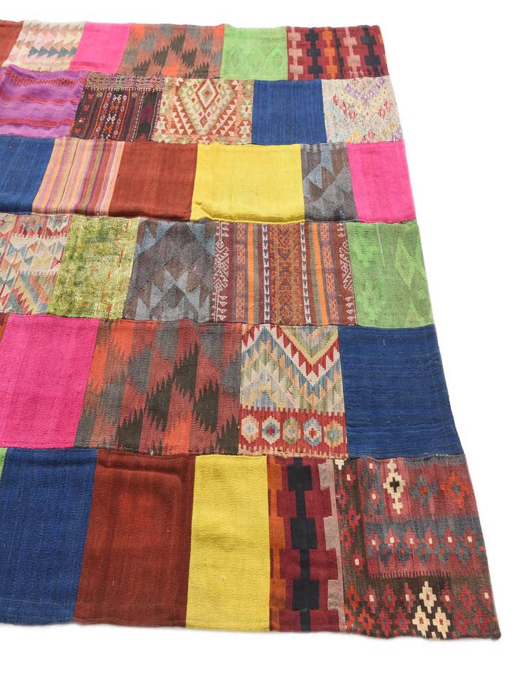 Detail image of  6' 8 x 9' 10  Hand Woven Kilim Patchwork Wool Rug