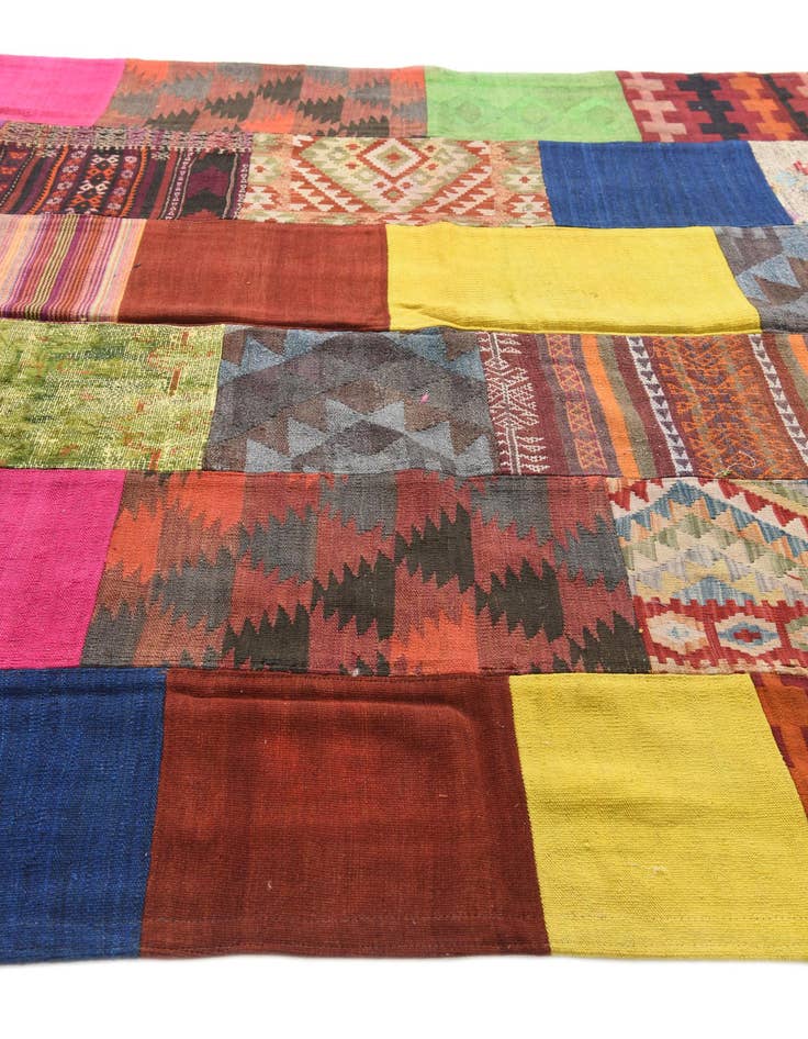 Detail image of  6' 8 x 9' 10  Hand Woven Kilim Patchwork Wool Rug