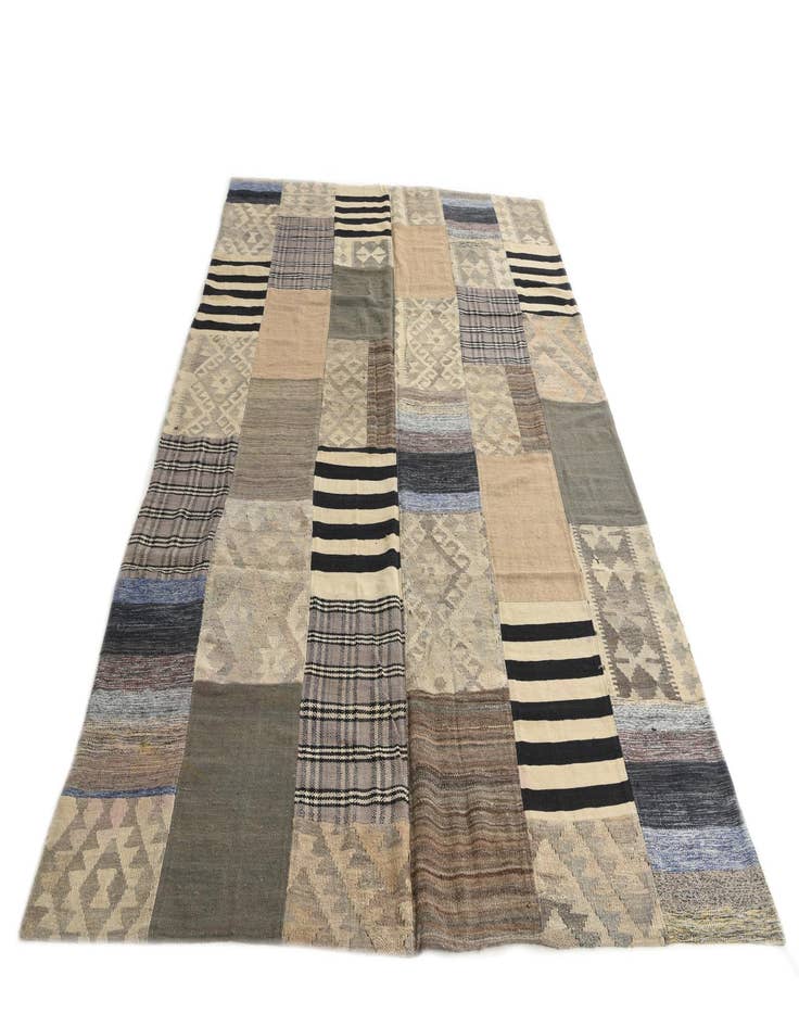 Detail image of  6' 8 x 9' 9  Hand Woven Kilim Patchwork Wool Rug