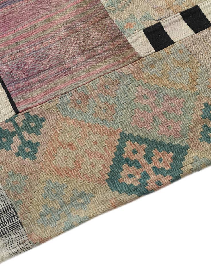 Detail image of  5' 4 x 7' 6  Hand Woven Kilim Patchwork Wool Rug