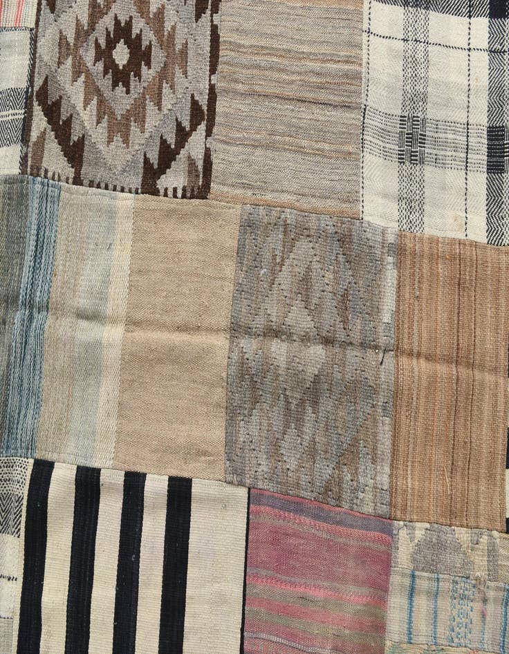 Detail image of  5' 4 x 7' 6  Hand Woven Kilim Patchwork Wool Rug