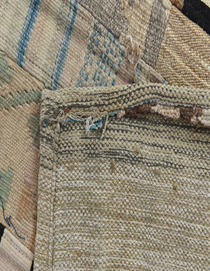 Detail image of  5' 4 x 7' 6  Hand Woven Kilim Patchwork Wool Rug