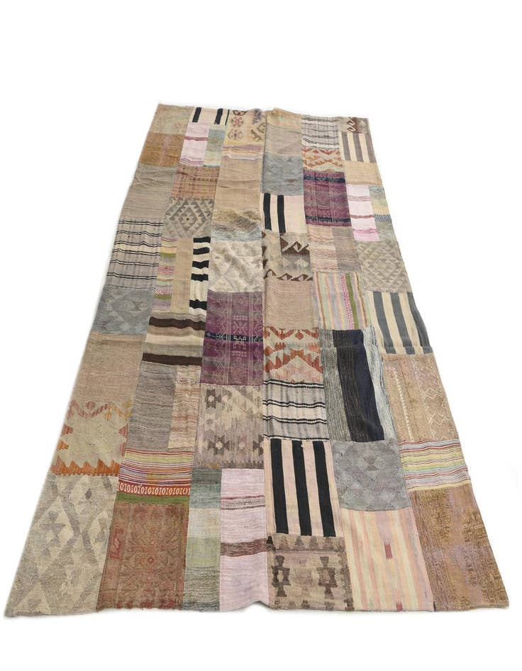 Detail image of  6' 7 x 9' 10  Hand Woven Kilim Patchwork Wool Rug