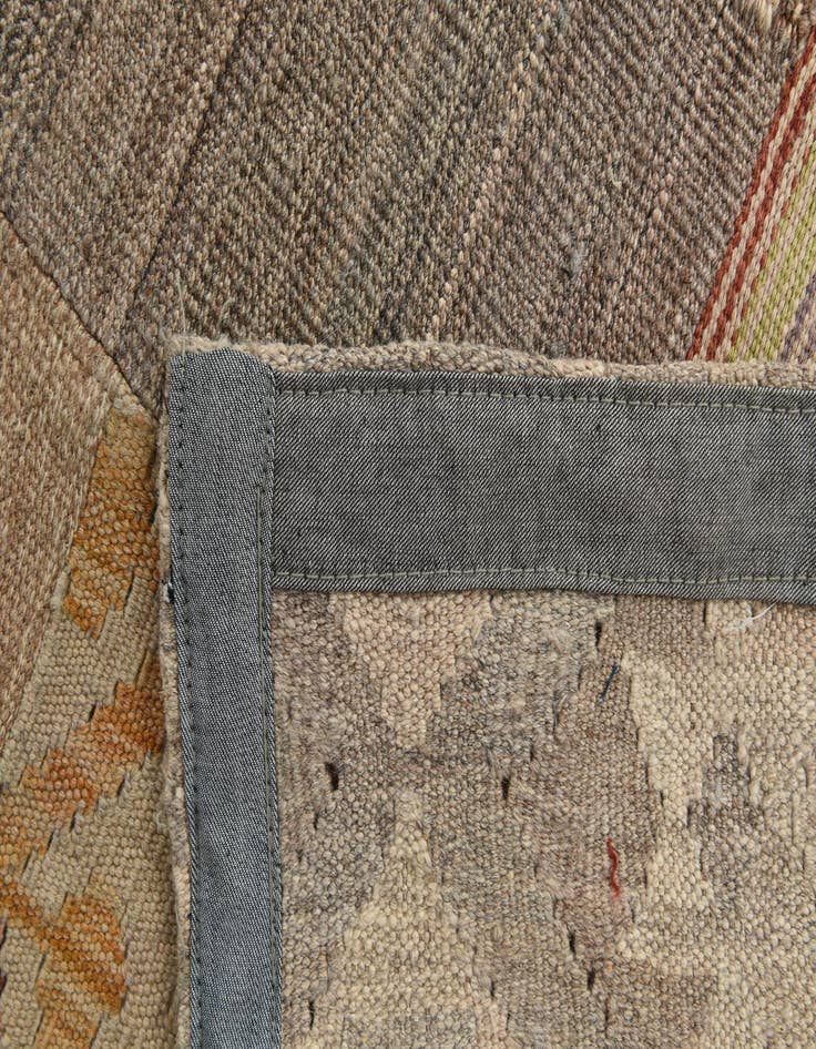 Detail image of  6' 7 x 9' 10  Hand Woven Kilim Patchwork Wool Rug