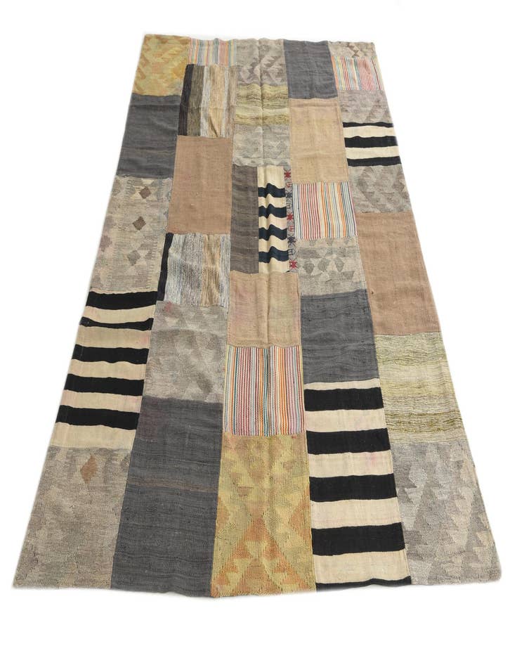 Detail image of  5' 5 x 7' 10  Hand Woven Kilim Patchwork Wool Rug