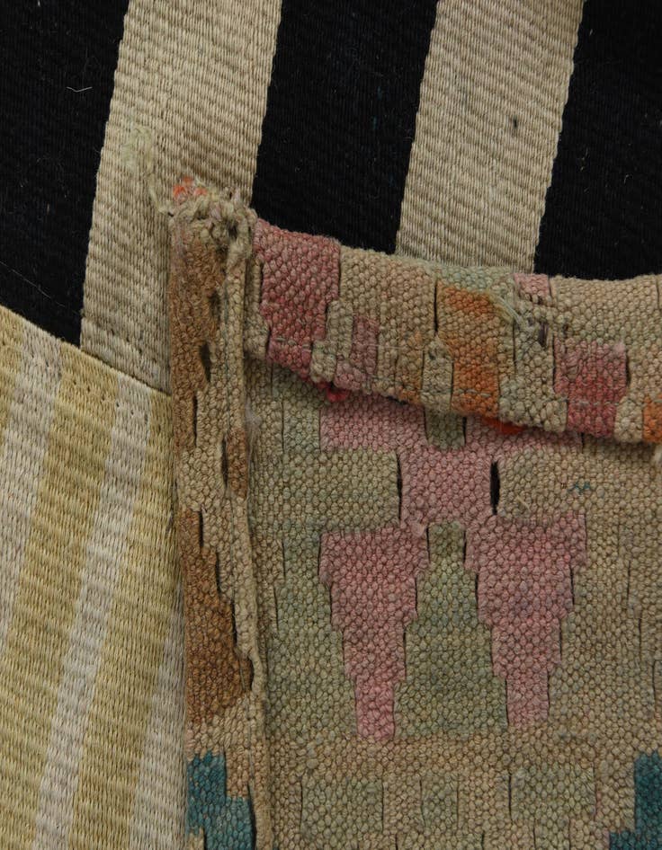 Detail image of  6' 5 x 9' 9  Hand Woven Kilim Patchwork Wool Rug