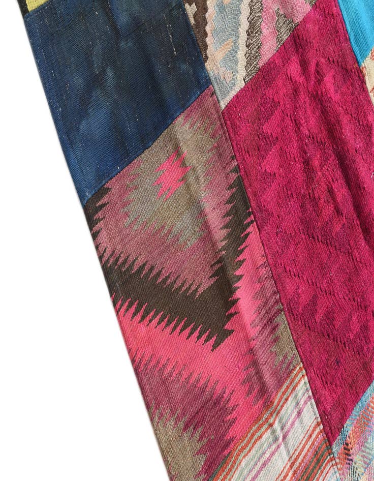 Detail image of  6' 10 x 9' 10  Hand Woven Kilim Patchwork Wool Rug