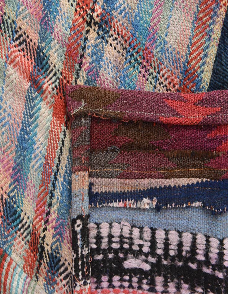 Detail image of  6' 10 x 9' 10  Hand Woven Kilim Patchwork Wool Rug