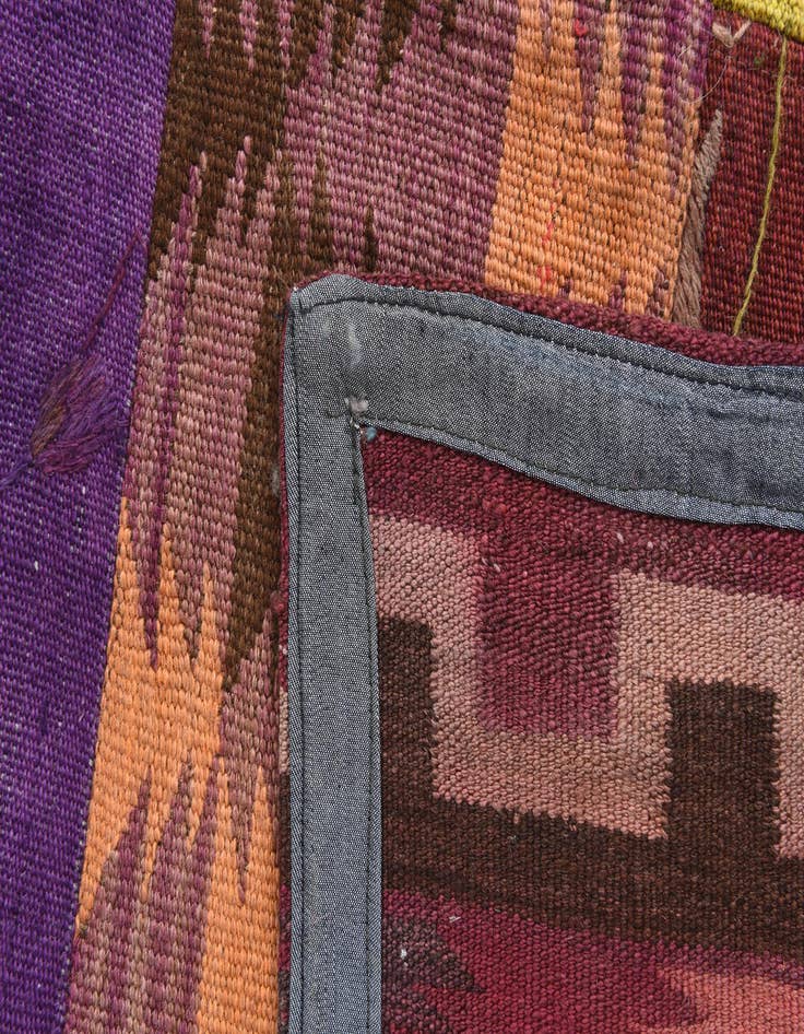 Detail image of  6' 7 x 10'  Hand Woven Kilim Patchwork Wool Rug