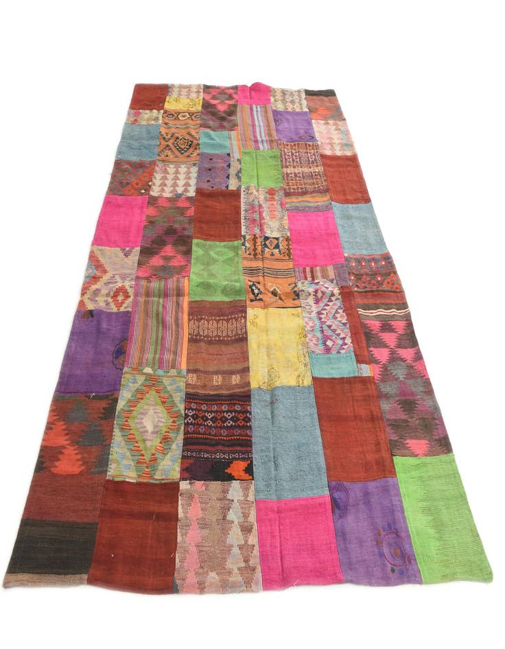 Detail image of  6' 6 x 9' 4  Hand Woven Kilim Patchwork Wool Rug