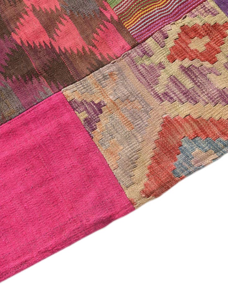 Detail image of  6' 6 x 9' 4  Hand Woven Kilim Patchwork Wool Rug