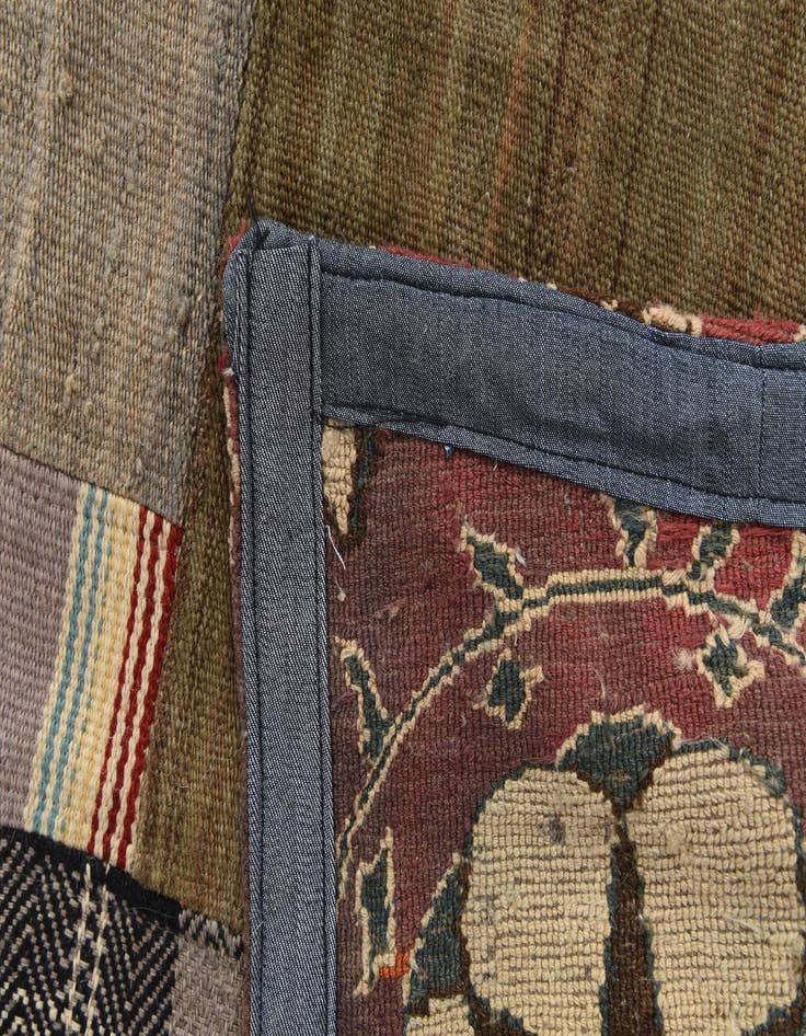 Detail image of  5' 4 x 8' 2  Hand Woven Kilim Patchwork Wool Rug