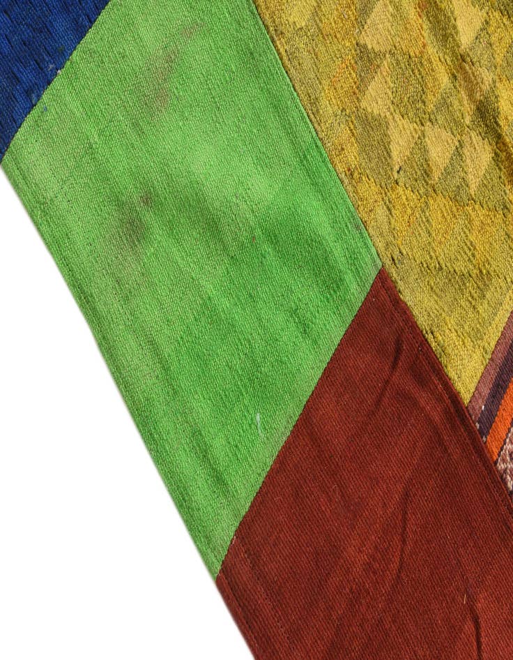 Detail image of  5' 6 x 8'  Hand Woven Kilim Patchwork Wool Rug