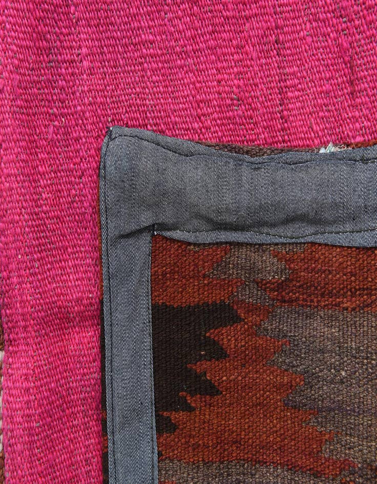 Detail image of  5' 6 x 8'  Hand Woven Kilim Patchwork Wool Rug