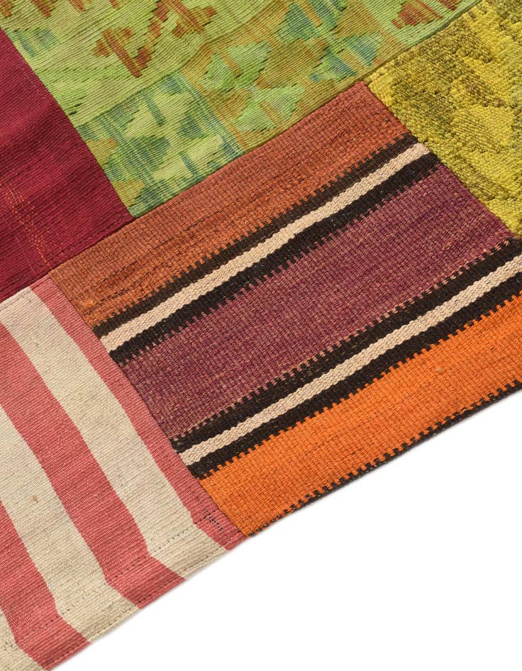 Detail image of  5' 7 x 8'  Hand Woven Kilim Patchwork Wool Rug