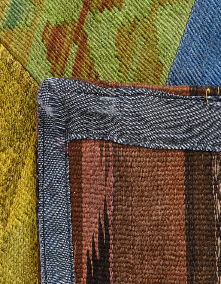 Detail image of  5' 7 x 8'  Hand Woven Kilim Patchwork Wool Rug