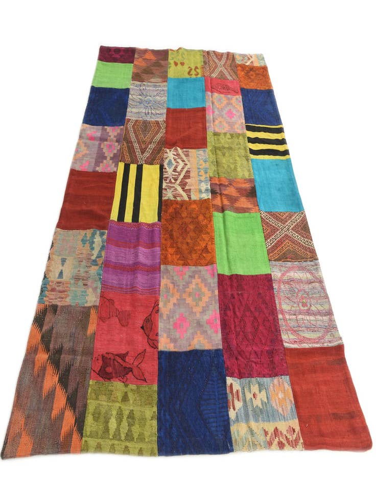 Detail image of  5' 8 x 8' 1  Hand Woven Kilim Patchwork Wool Rug