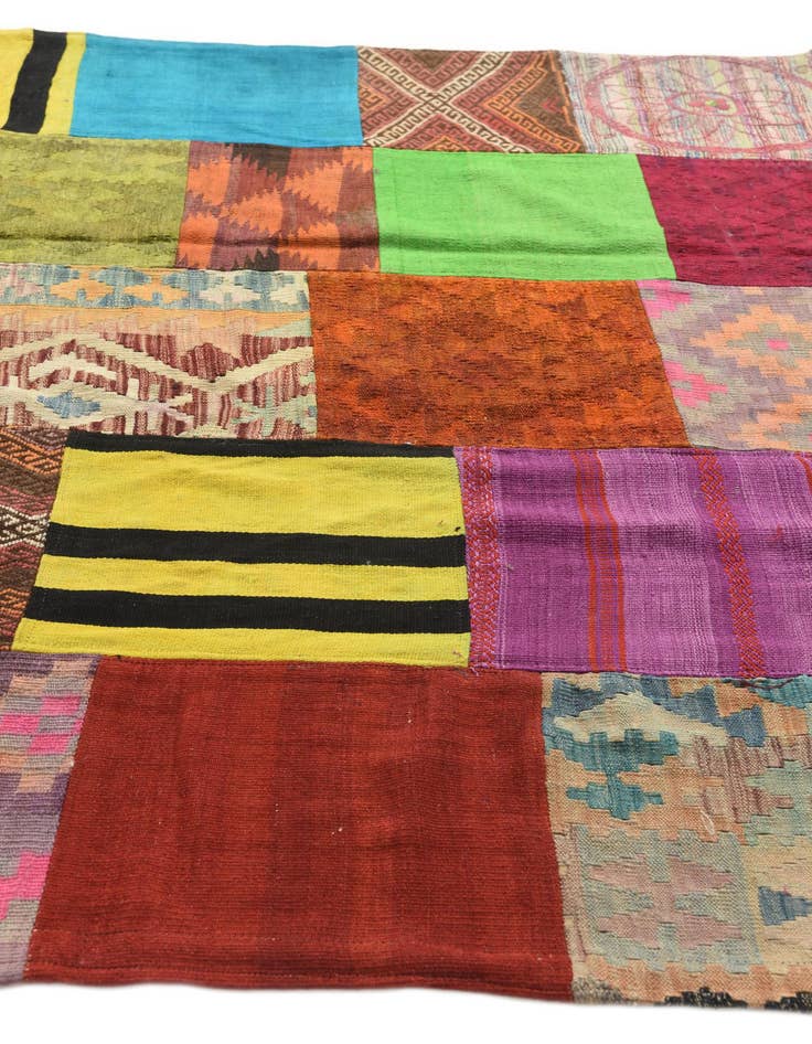 Detail image of  5' 8 x 8' 1  Hand Woven Kilim Patchwork Wool Rug