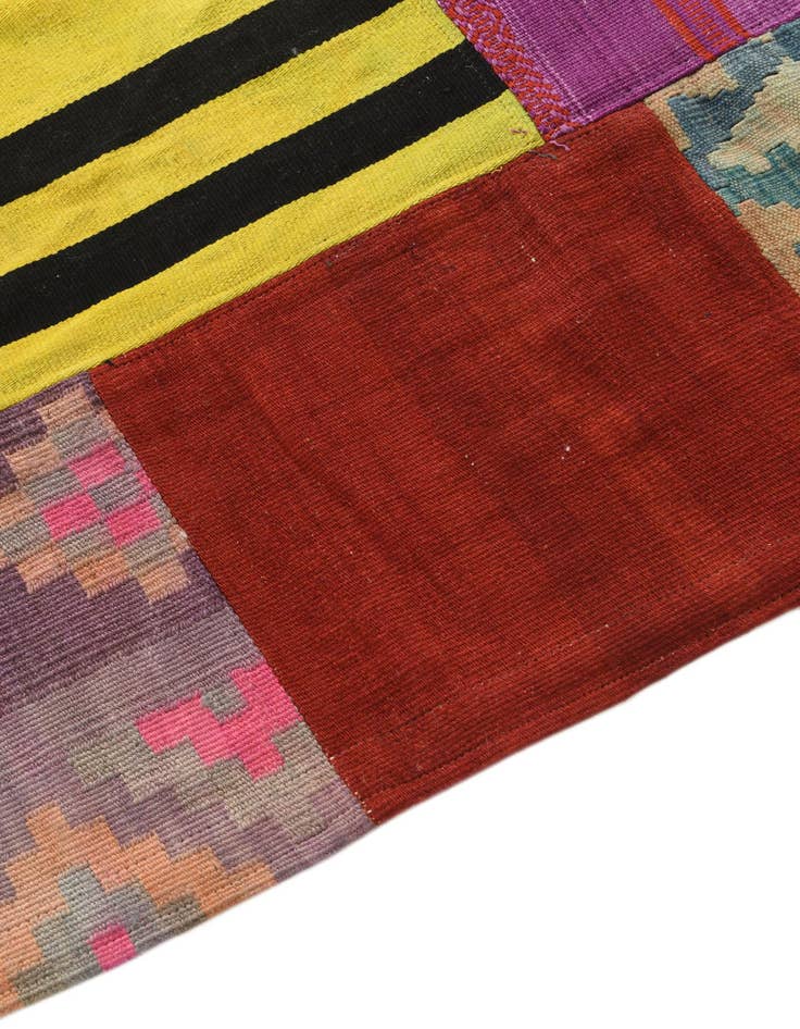 Detail image of  5' 8 x 8' 1  Hand Woven Kilim Patchwork Wool Rug