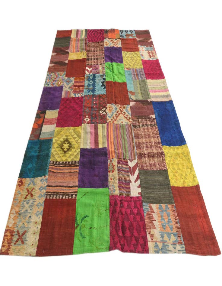 Detail image of  6' 8 x 9' 10  Hand Woven Kilim Patchwork Wool Rug