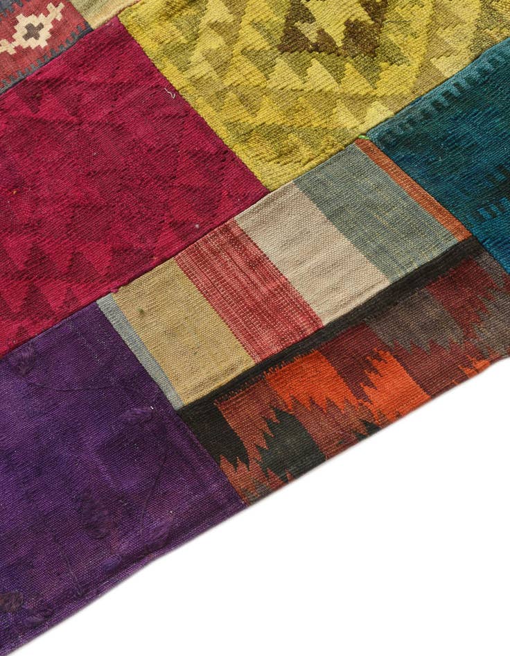 Detail image of  6' 8 x 9' 10  Hand Woven Kilim Patchwork Wool Rug