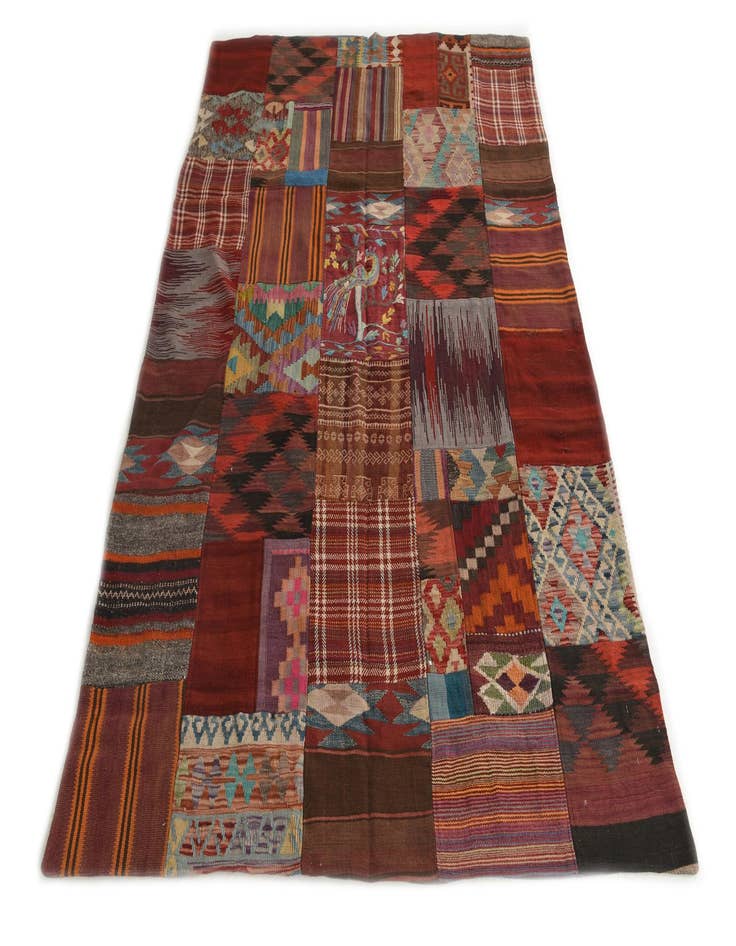 Detail image of  5' 5 x 7' 9  Hand Woven Kilim Patchwork Wool Rug