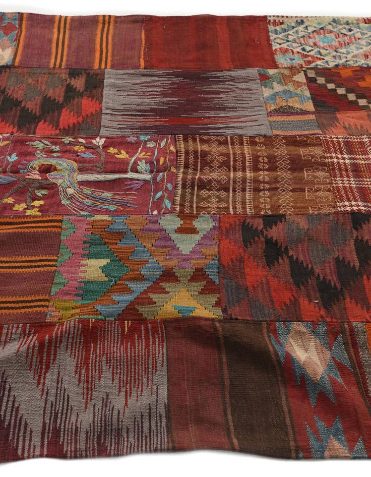 Detail image of  5' 5 x 7' 9  Hand Woven Kilim Patchwork Wool Rug