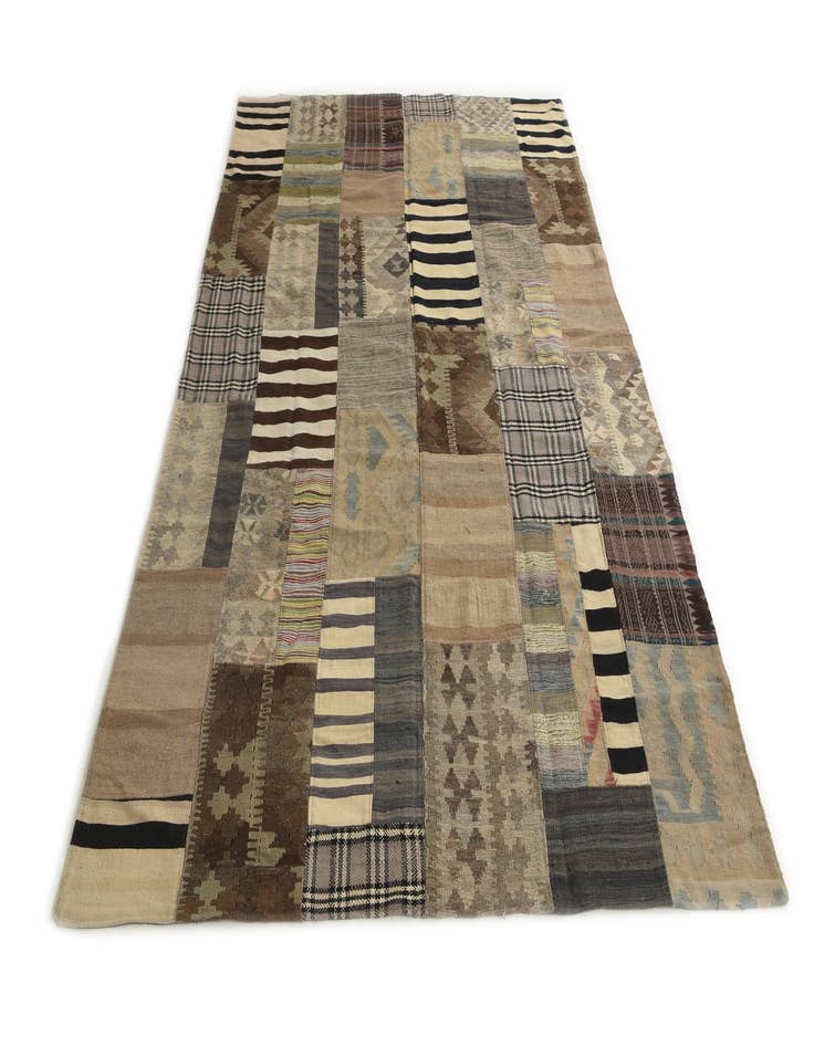 Detail image of  6' 4 x 9' 7  Hand Woven Kilim Patchwork Wool Rug