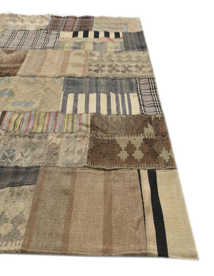 Detail image of  6' 4 x 9' 7  Hand Woven Kilim Patchwork Wool Rug