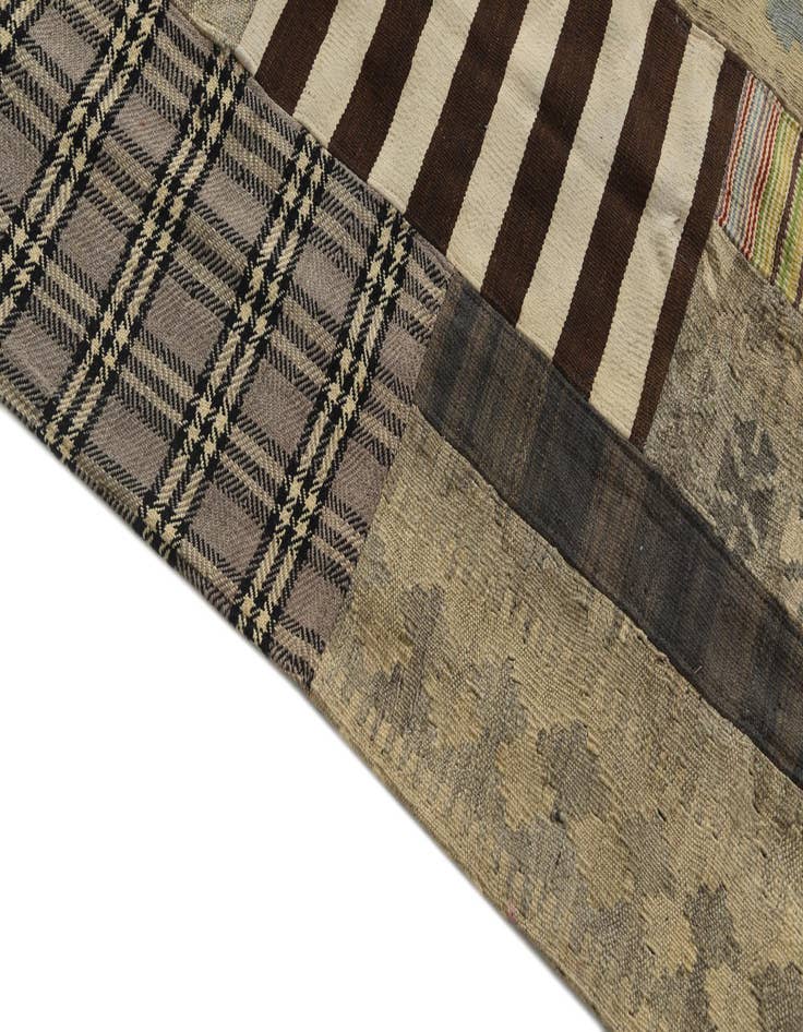 Detail image of  6' 4 x 9' 7  Hand Woven Kilim Patchwork Wool Rug