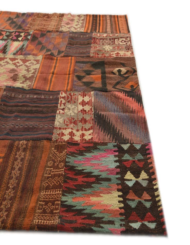 Detail image of  5' 10 x 7' 7  Hand Woven Kilim Patchwork Wool Rug