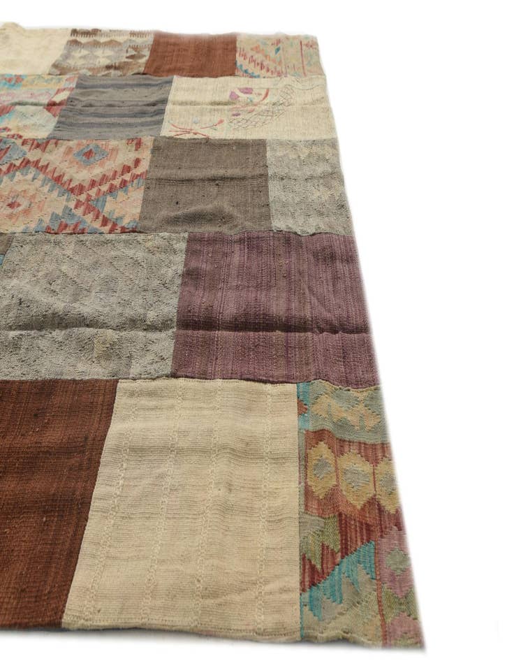 Detail image of  6' 1 x 7' 8  Hand Woven Kilim Patchwork Wool Rug