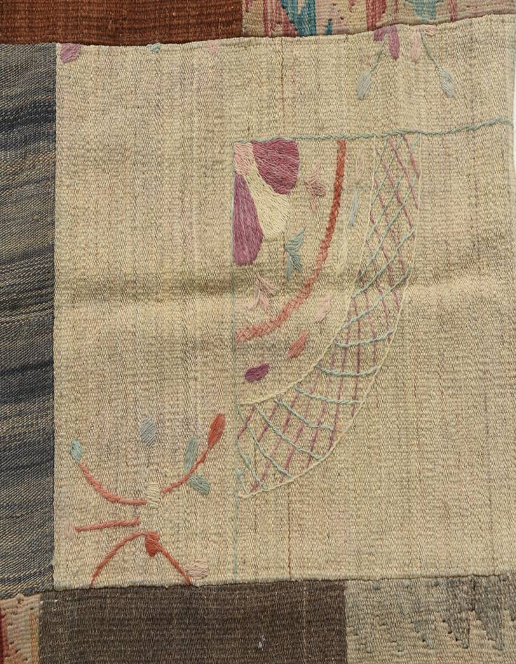 Detail image of  6' 1 x 7' 8  Hand Woven Kilim Patchwork Wool Rug