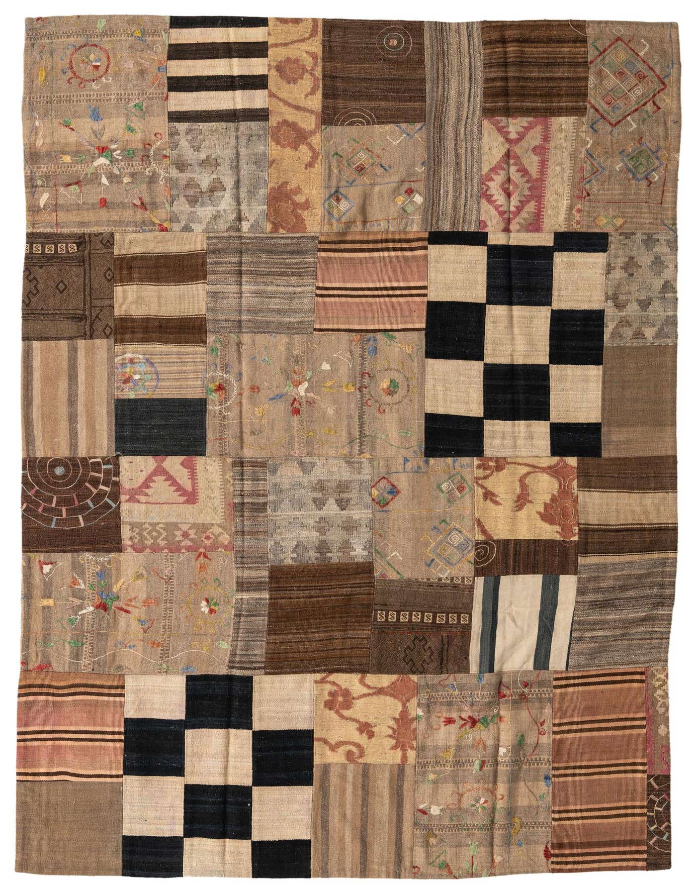 Primary image  6' 8 x 9' 10  Hand Woven Kilim Patchwork Wool Rug