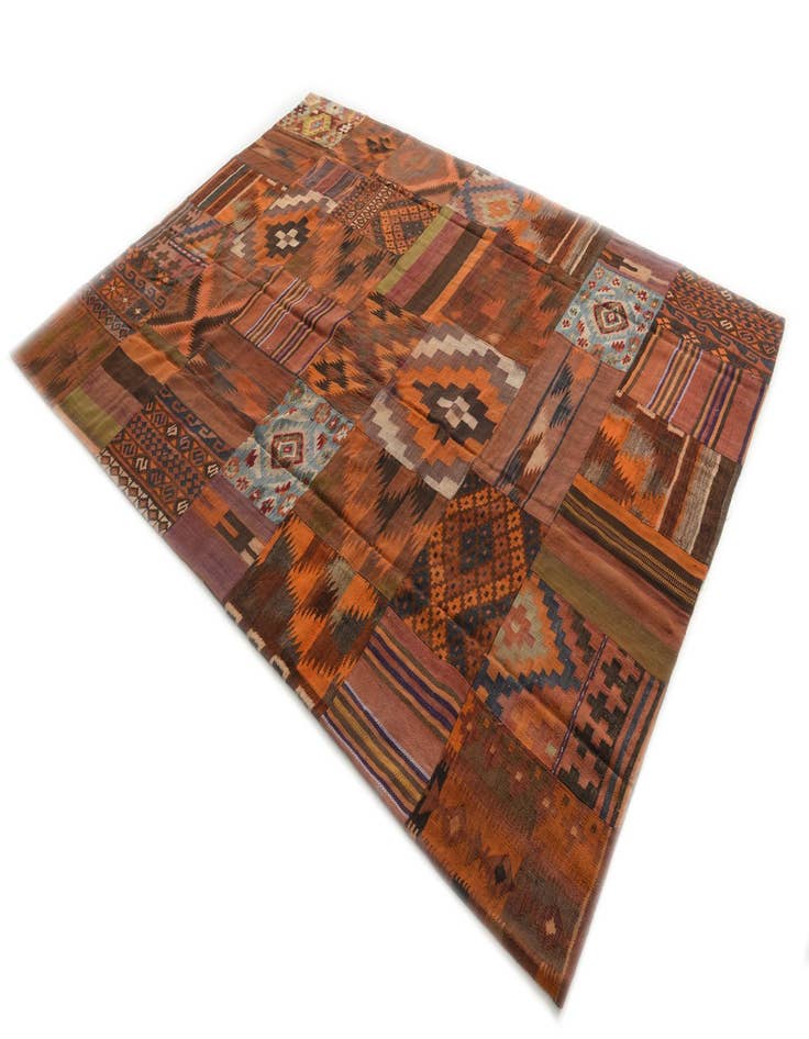 Detail image of  7' x 9' 9  Hand Woven Kilim Patchwork Wool Rug