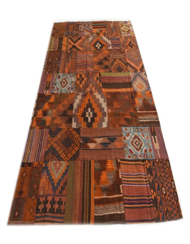 Detail image of  7' x 9' 9  Hand Woven Kilim Patchwork Wool Rug